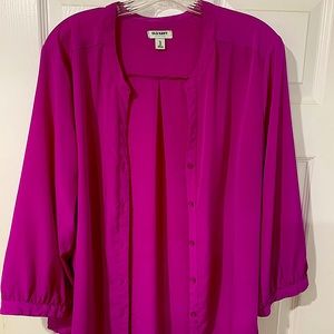Old Navy V-Neck Button Front Satin Modern Blouse
